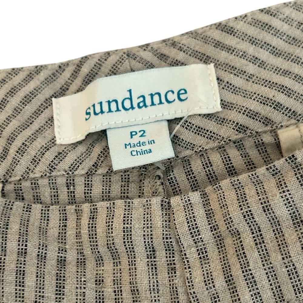 Sundance Sierra Pant Linen Blend Stripe Button Side Size 2P - Picture 8 of 9